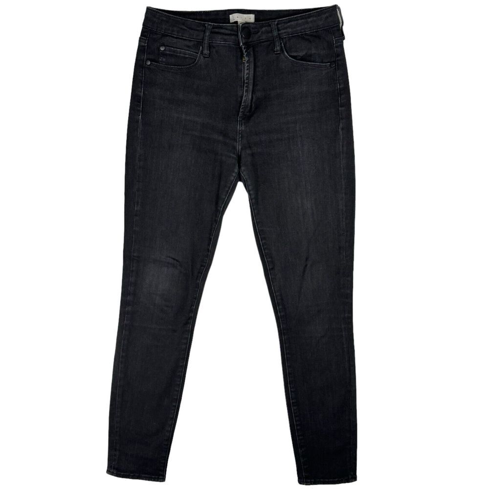 Leith Black High Rise Skinny Jeans Women's Size 26 Cropped Stretch Distressed